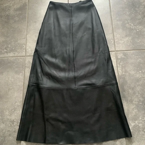 Vintage Floor Length Genuine Leather Maxi Skirt with Back Zipper - Picture 2 of 13